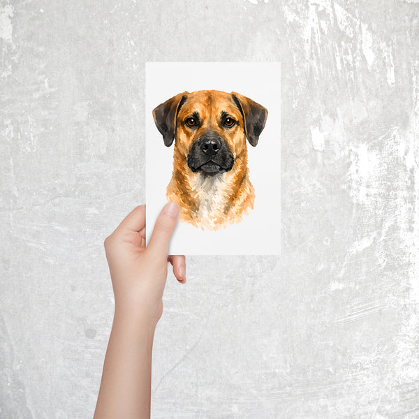 Black Mouth Cur Watercolor Print Dog Notecard | 4x6 Blank Inside | Cute Pet Lover Stationery