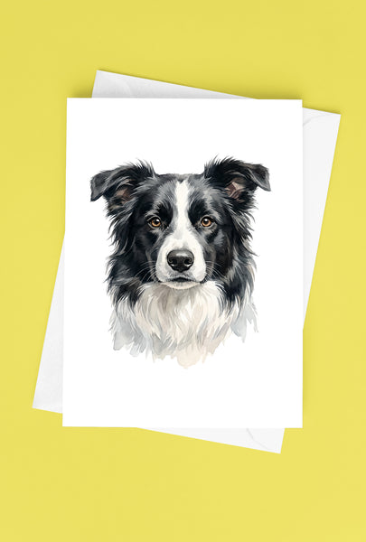 Border Collie Watercolor Print Dog Notecard | 4x6 Blank Inside | Cute Pet Lover Stationery