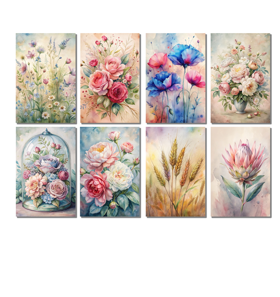 8 Botanical Art Notecards All Occasion 4x6 with Envelopes Blank Folded