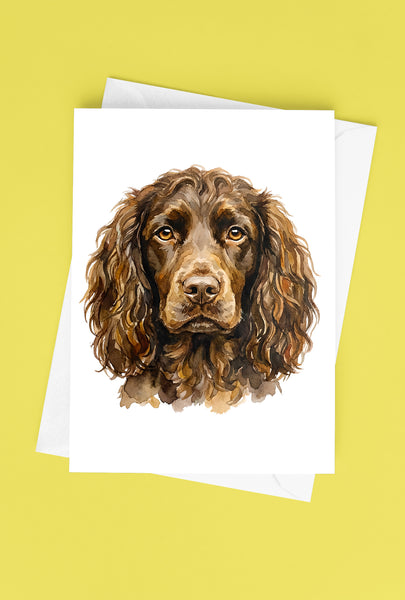 Boykin Spaniel Watercolor Print Dog Notecard | 4x6 Blank Inside | Cute Pet Lover Stationery