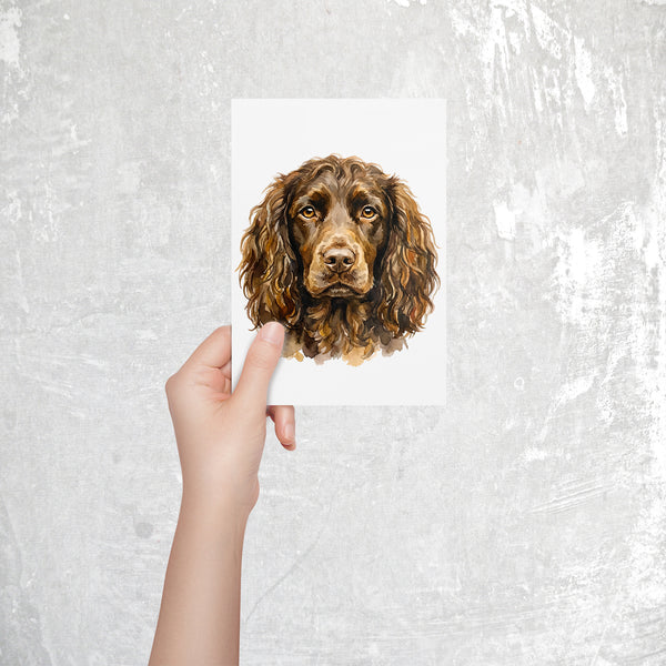 Boykin Spaniel Watercolor Print Dog Notecard | 4x6 Blank Inside | Cute Pet Lover Stationery