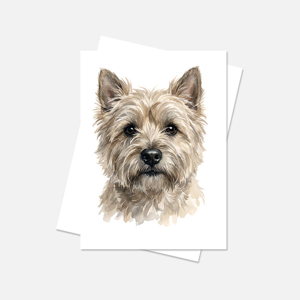 Cairn Terrier Watercolor Print Dog Notecard | 4x6 Blank Inside | Cute Pet Lover Stationery