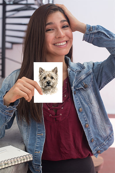 Cairn Terrier Watercolor Print Dog Notecard | 4x6 Blank Inside | Cute Pet Lover Stationery