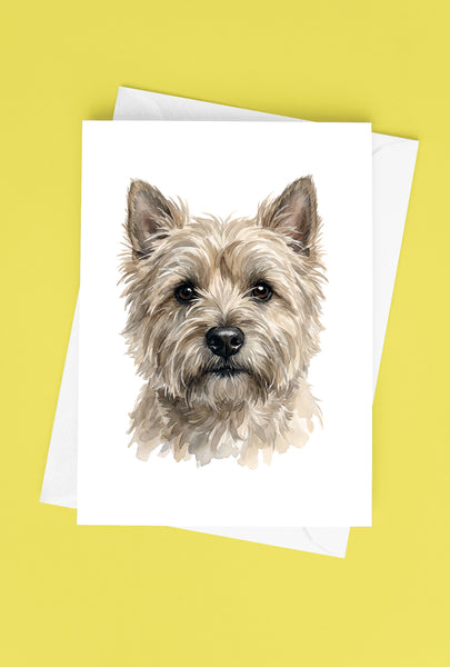 Cairn Terrier Watercolor Print Dog Notecard | 4x6 Blank Inside | Cute Pet Lover Stationery