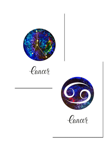 Cancer Zodiac Greeting Card Set – Celestial Astrology Note Cards with Envelopes (Blank Inside)