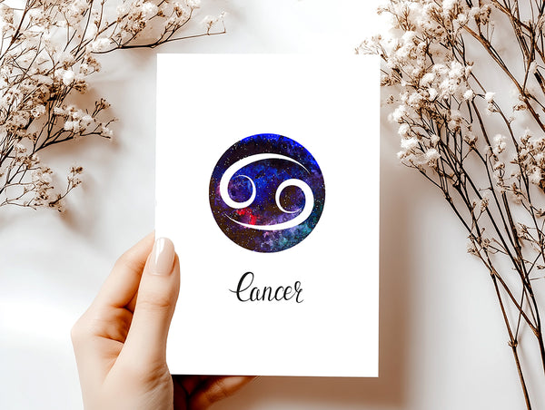 Cancer Zodiac Greeting Card Set – Celestial Astrology Note Cards with Envelopes (Blank Inside)