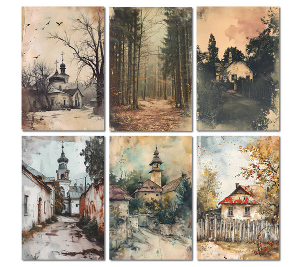 6 Ukraine Watercolor Notecards All Occasion 4x6 with Envelopes Blank Folded