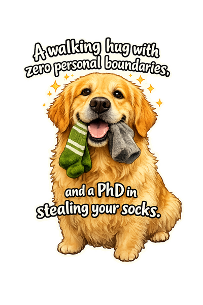Funny Golden Retriever Sticker Sock Thief Journal Scrapbook Dog Lover Gift