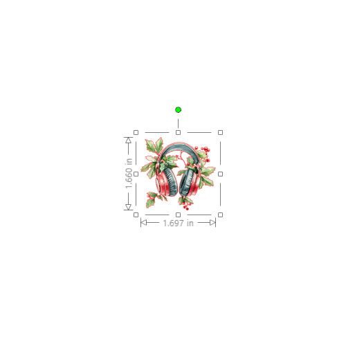 Decorative design with headphones and floral elements on a white background