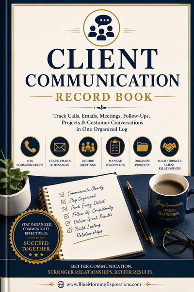 Client Communication Record Booklet  | Track Calls, Emails, Meetings & Follow-Ups