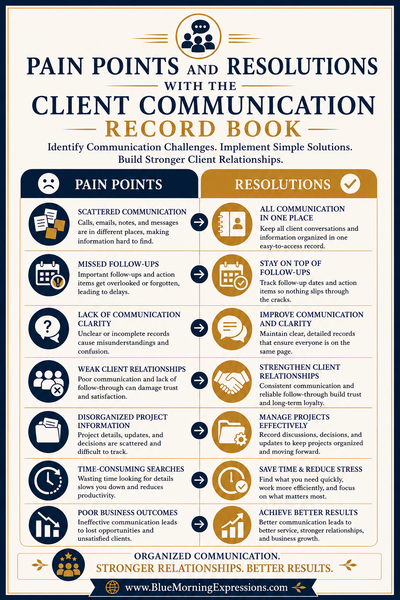 Client Communication Record Booklet  | Track Calls, Emails, Meetings & Follow-Ups