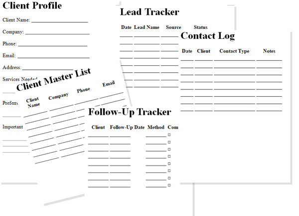 Client Contact Logbook | Lead Tracker, Follow-Up Planner & Customer Record Book