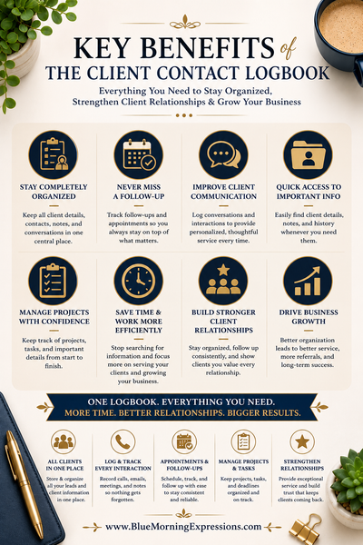 Client Contact Logbook | Lead Tracker, Follow-Up Planner & Customer Record Book