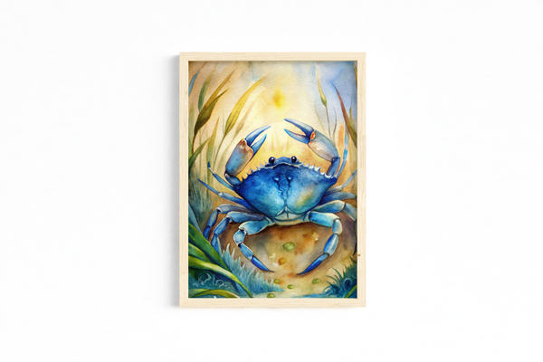 Set of 3 Coastal Watercolor Art Prints – Crab, Beach & Lighthouse – Archival Satin Photo Paper