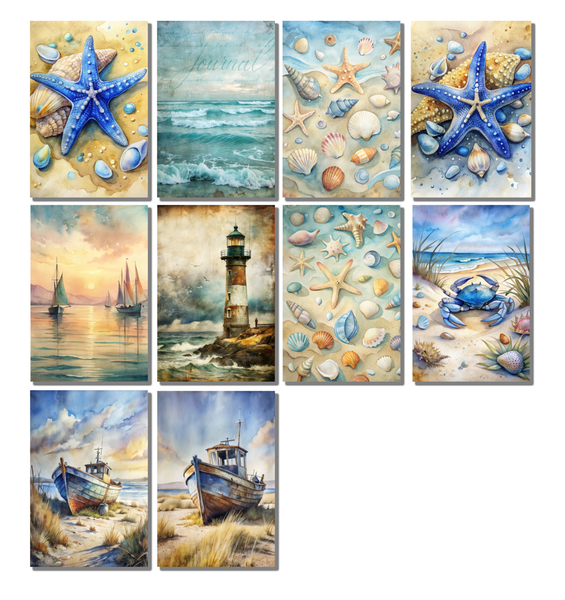 10 Coastal Serenity Art Notecards All Occasion 4x6 with Envelopes Blank Folded