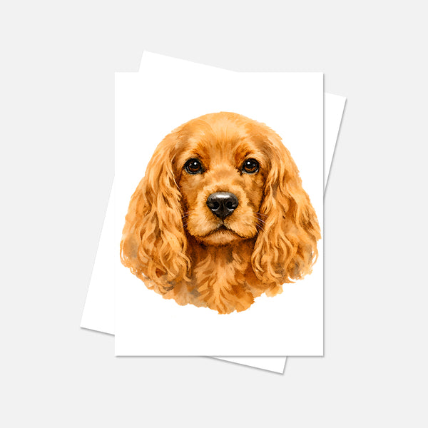 Cocker Spaniel Watercolor Print Dog Notecard | 4x6 Blank Inside | Cute Pet Lover Stationery