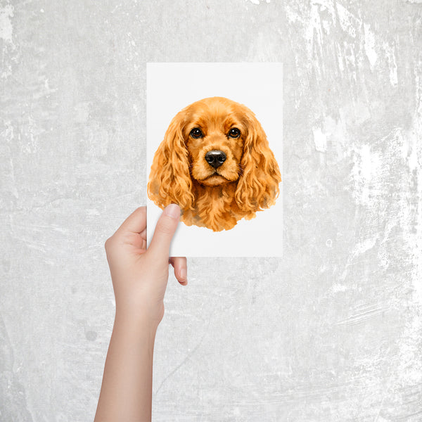 Cocker Spaniel Watercolor Print Dog Notecard | 4x6 Blank Inside | Cute Pet Lover Stationery