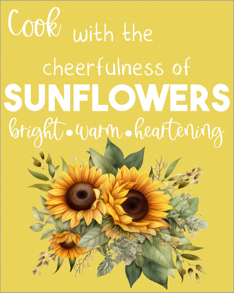 Wall Art Prints Unframed
8x10 Sunflower Cooking Poster – Bright Yellow Background, Cheerful Kitchen Wall Art, Matte Print, Ready to Hang, Shipped Flat