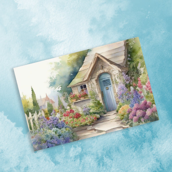 10 Handmade Cottage Gardens – Blank Inside – Folded 4x6 Every Occasion Cards with White Envelopes