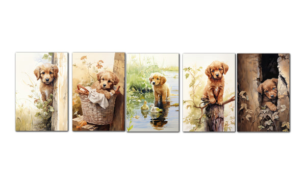 10 Cute Watercolor Puppy Notecards All Occasion 4x6 with Envelopes Blank Folded