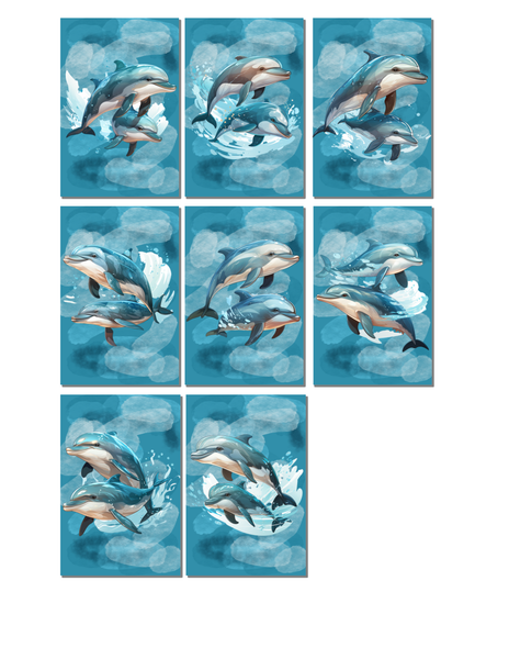 8 Dolphin Art Notecards All Occasion 4x6 with Envelopes Blank Folded