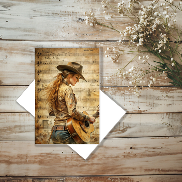 10 Cowgirl Rustic Horse Art Notecards All Occasion 4x6 with Envelopes Blank Folded