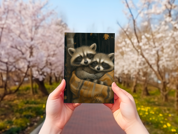 Cozy Cuddling Woodland Animals Notecard Set with Envelopes Set 10 4x6 Matte