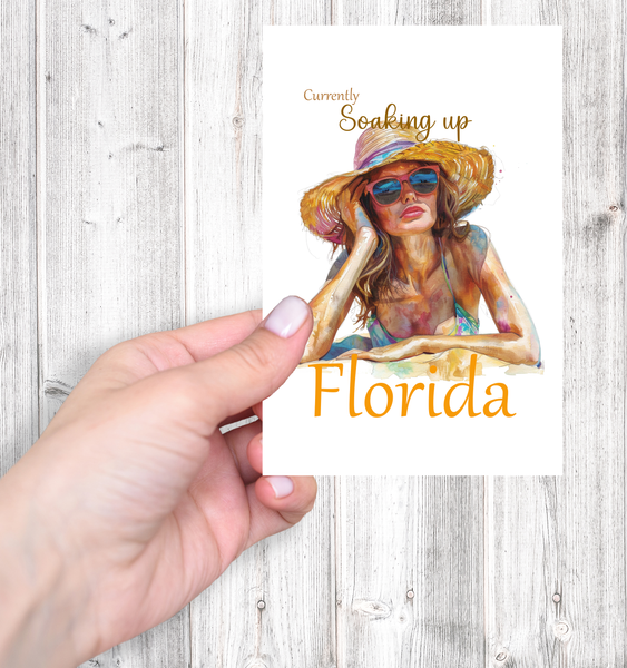 Currently Soaking Up Florida Greeting Card | 4x6 Coastal Beach Card