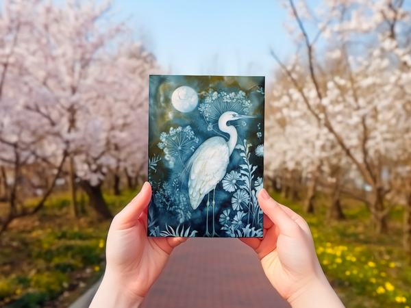 Moonlit Cyanotype Woodland 4x6 Notecard Set – 10 Nature Cards