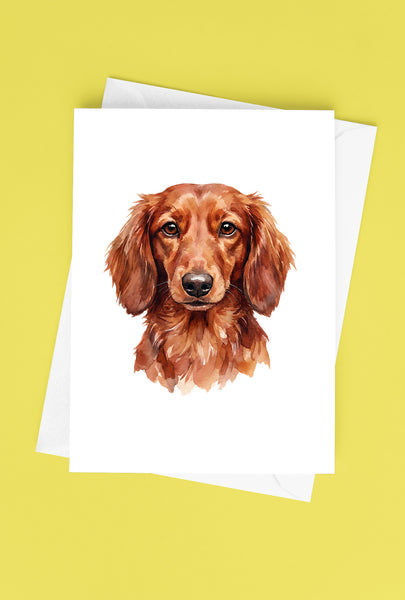 Dachshund Watercolor Print Dog Notecard | 4x6 Blank Inside | Cute Pet Lover Stationery