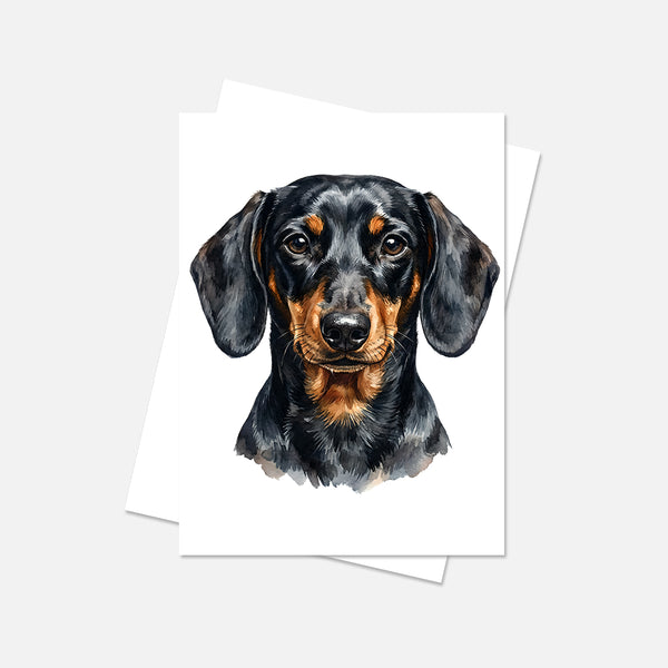Dachshund Watercolor Print Dog Notecard | 4x6 Blank Inside | Cute Pet Lover Stationery