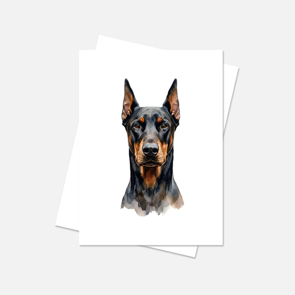 Doberman Watercolor Print Dog Notecard | 4x6 Blank Inside | Cute Pet Lover Stationery
