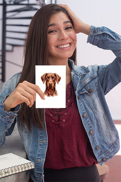 Doberman Watercolor Print Dog Notecard | 4x6 Blank Inside | Cute Pet Lover Stationery