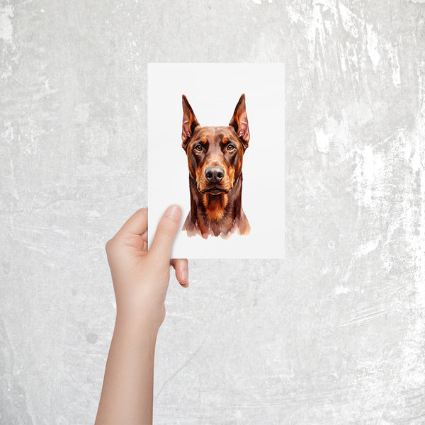 Doberman Watercolor Print Dog Notecard | 4x6 Blank Inside | Cute Pet Lover Stationery