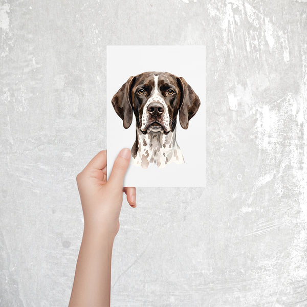 English Pointer Watercolor Print Dog Notecard | 4x6 Blank Inside | Cute Pet Lover Stationery