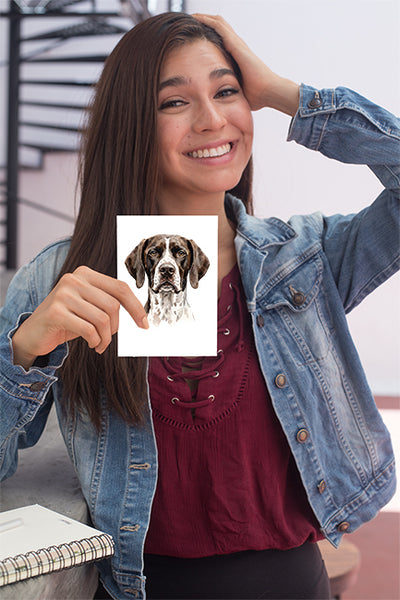 English Pointer Watercolor Print Dog Notecard | 4x6 Blank Inside | Cute Pet Lover Stationery