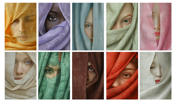 Faces in Linen 4x6 Notecard Set – 10 Artistic Portrait Cards
