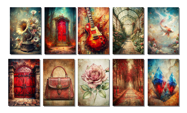 Faded Life Vintage 4x6 Notecard Set – 10 Eclectic Art Cards