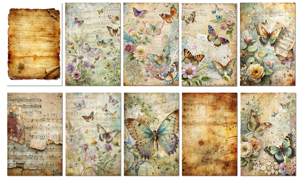 Vintage Butterfly & Floral 4x6 Notecard Set – 10 Blank Cards