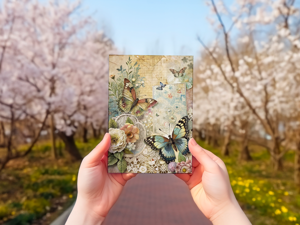 Vintage Butterfly & Floral 4x6 Notecard Set – 10 Blank Cards
