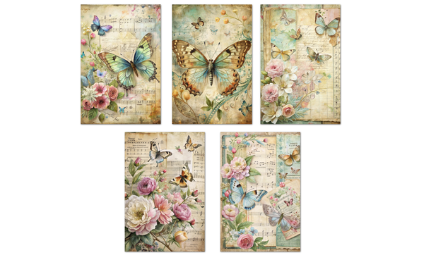 Vintage Butterfly & Floral 4x6 Notecard Set – 10 Blank Cards