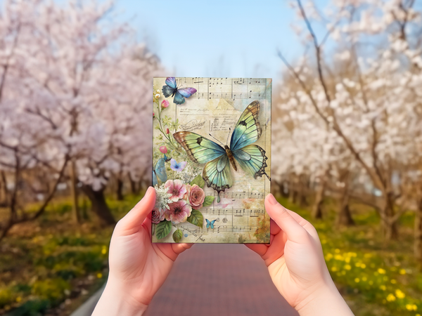 Vintage Butterfly & Floral 4x6 Notecard Set – 10 Blank Cards