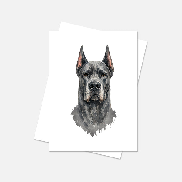 Great Dane Pointer Watercolor Print Dog Notecard | 4x6 Blank Inside | Cute Pet Lover Stationery