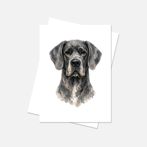 Great Dane Pointer Watercolor Print Dog Notecard | 4x6 Blank Inside | Cute Pet Lover Stationery