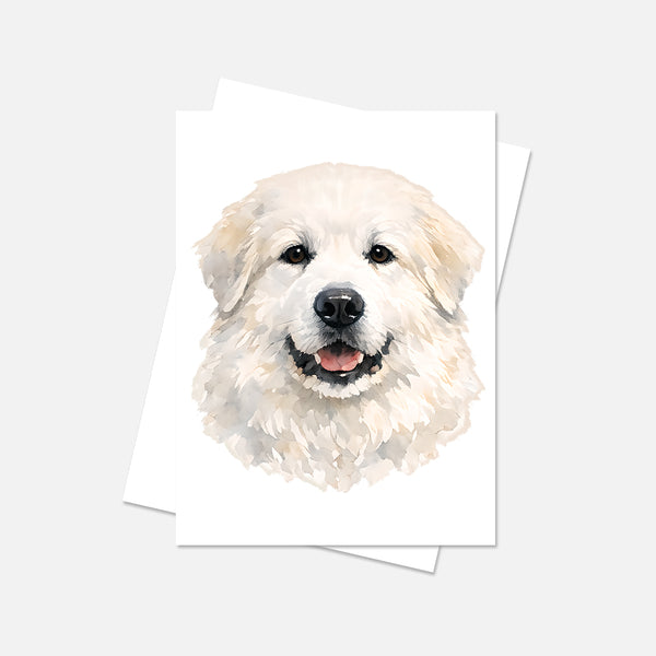 Great Pyrenees Watercolor Print Dog Notecard | 4x6 Blank Inside | Cute Pet Lover Stationery