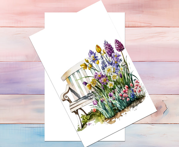 10 Garden Benches Notecards All Occasion 4x6 with Envelopes Blank Folded