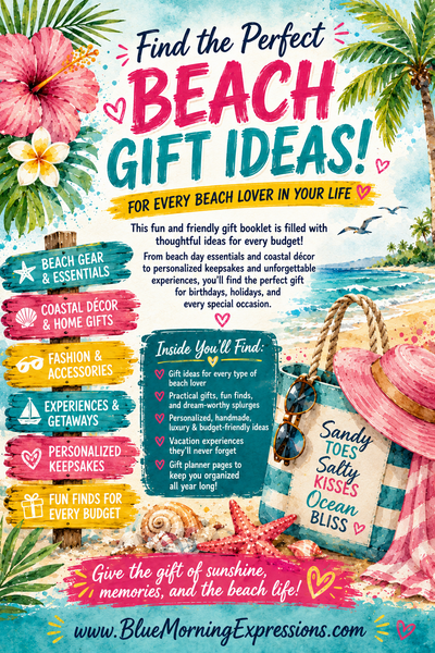 Gift Ideas for Beach Lovers | Coastal Gift Planner & Beach Lover Gift Guide | 25-Page Organizer for Ocean, Coastal & Tropical Life Fans