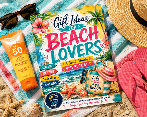 Gift Ideas for Beach Lovers | Coastal Gift Planner & Beach Lover Gift Guide | 25-Page Organizer for Ocean, Coastal & Tropical Life Fans