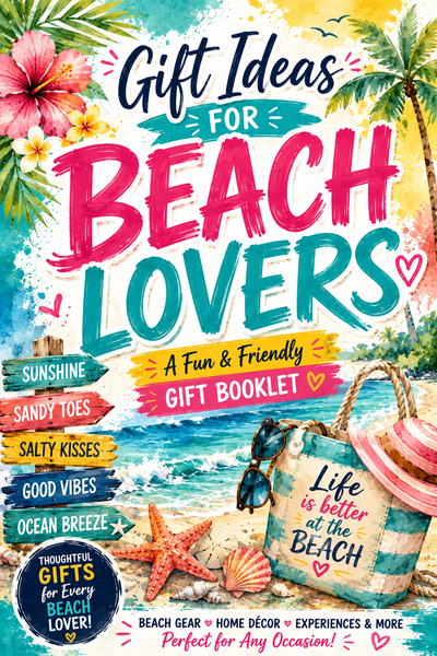 Gift Ideas for Beach Lovers | Coastal Gift Planner & Beach Lover Gift Guide | 25-Page Organizer for Ocean, Coastal & Tropical Life Fans
