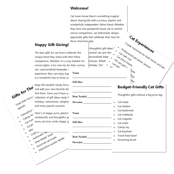 Gift Ideas for Cat Lovers | Cat Gift Planner & Shopping Organizer | 24-Page Gift Booklet for Cat Moms, Cat Dads & Feline Fans